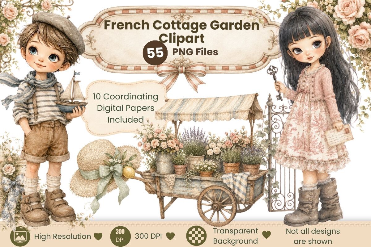 French Cottage Garden Clipart