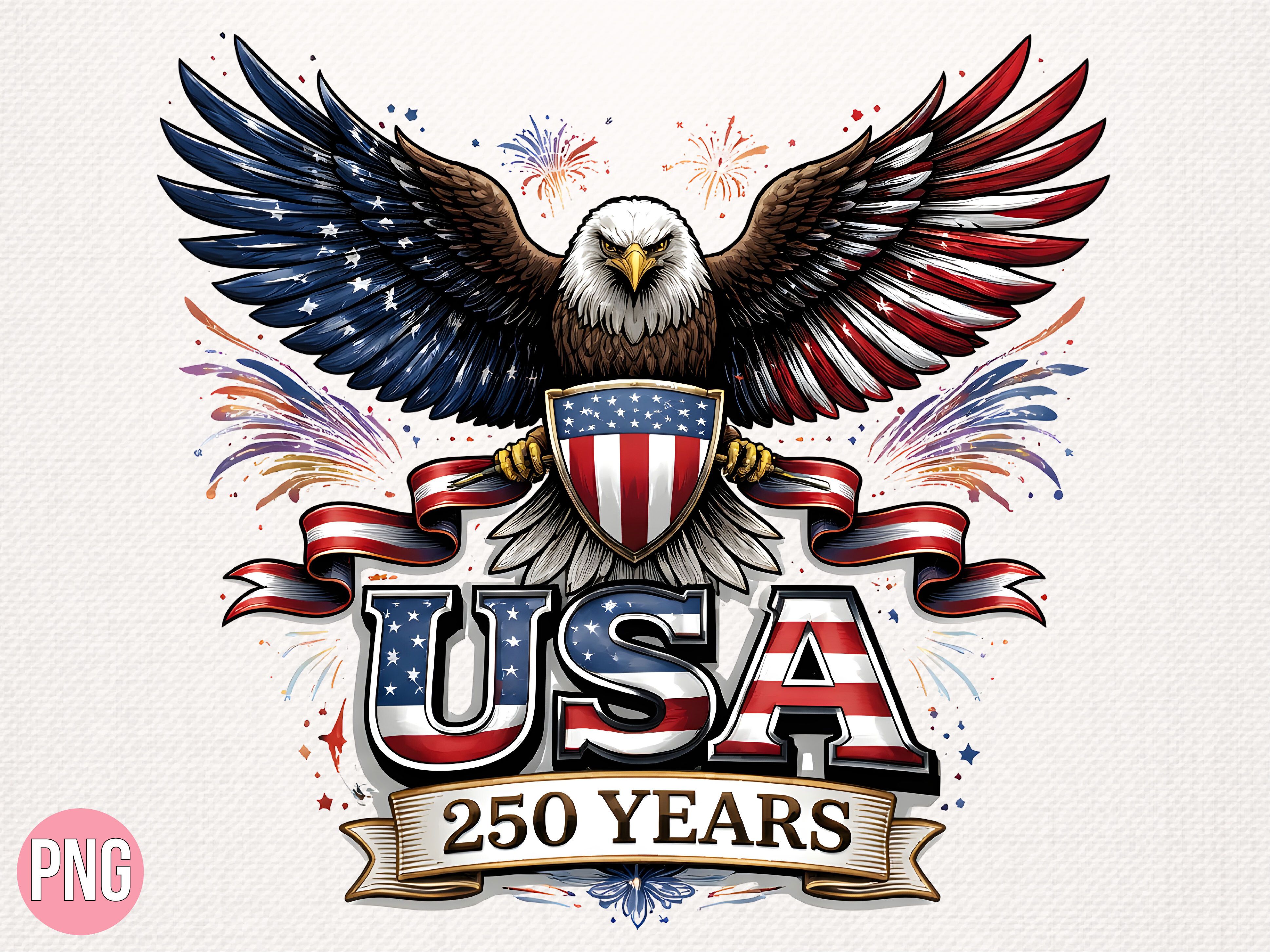USA 250 Years Bald Eagle PNG T-shirt
